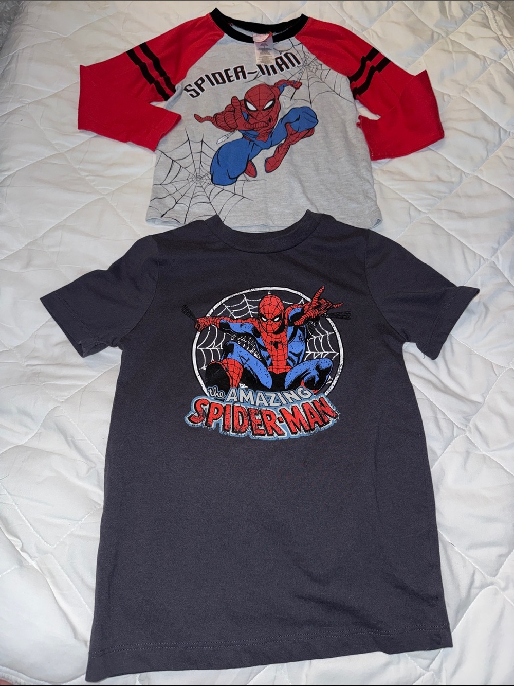Size 5 Spiderman Joe Fresh Marvel Kids long sleeve Tee shirts Dark Gray/Navy